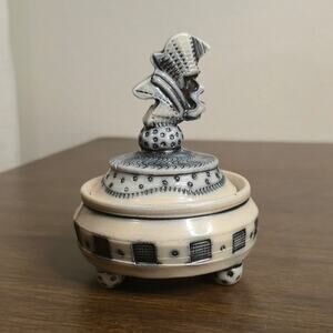 Husby Studio Pottery "Knight" Lidded Jar - Whimsical Salt Glazed Porcelain